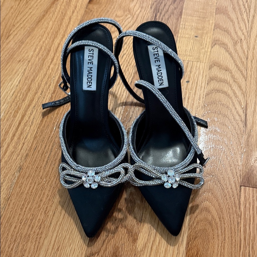 Steve Madden Black Heels with Silver Accents